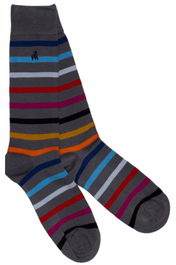 Swole Panda GREY STRIPED  socks SP349